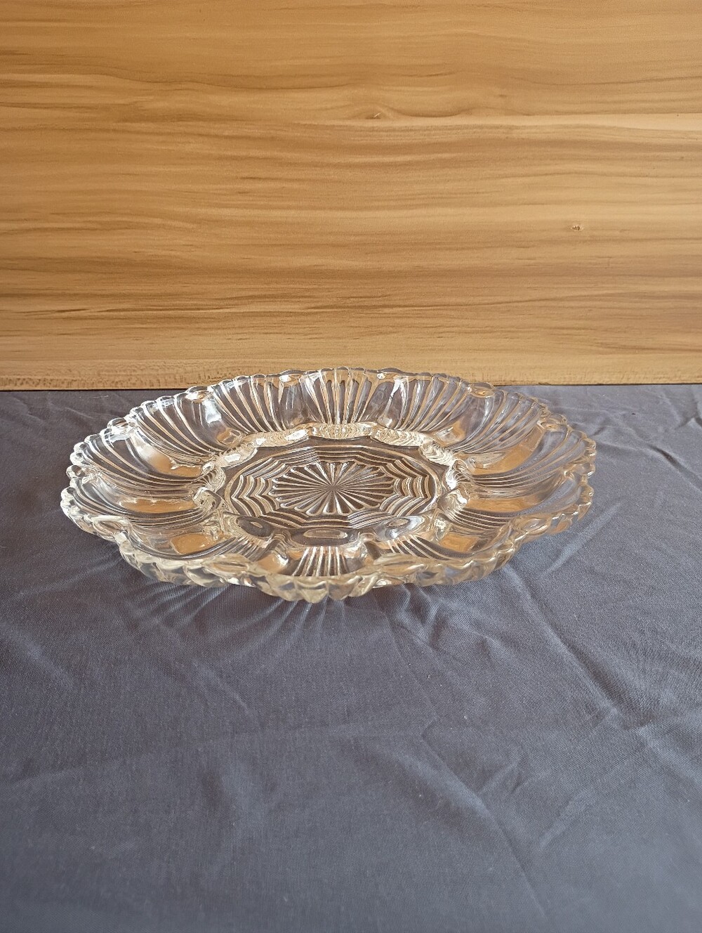 Vintage Anchor Hocking clear pressed glass deviled egg plate